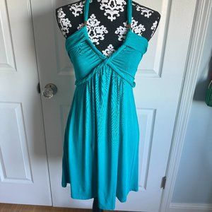 Turquoise Flirty Halter Dress